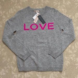NWT Philosophy Gray & Hot Pink Cashmere LOVE Sweater Small & Medium